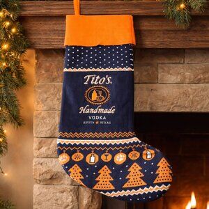Tito’s Handmade Vodka Christmas Stocking Holiday Bar Decor NWOT